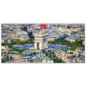K&eacute;pes asztali napt&aacute;r norm&aacute;l 32X15 2027  EUR&Oacute;PA  fekvő PVC talp  k&eacute;k