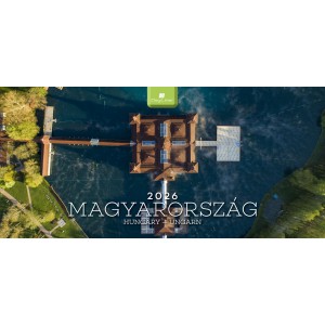 Képes asztali naptár normál 32X15 2026  MAGYARORSZÁG  fekvő PVC talp  kék