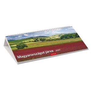 K&eacute;pes asztali napt&aacute;r fekvő 32,5x15,5 2027  MAGYARORSZ&Aacute;GOT J&Aacute;RVA pap&iacute;rt&aacute;bl&aacute;s  T060P