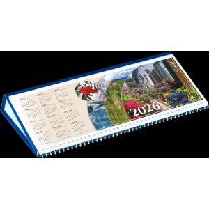 Képes asztali naptár normál 31X16 2026  IDÉZETES CSÍZIÓ fekvő PVC talp kék