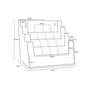 Prospektustartó 12 x 13  A4 plexi asztalifali  4431y  LA4