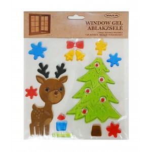 Ablakzselé Rénszarvas karácsonyfával  25x20cm 312807