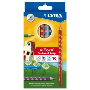 Színes ceruza készlet10 Lyra Groove Natural Grip vastag 3811100