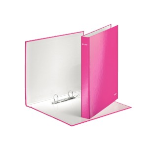 Gyűrűskönyv LEITZ  WOW lakkfényű A4 2K  25mm rózsaszín 42410023