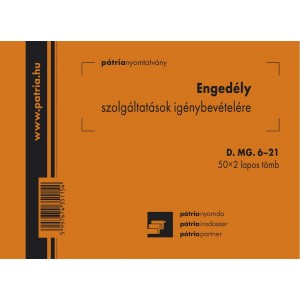 Engedély szolgáltatások igénybevételére 50x2 D.MG.6-21