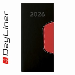 Zsebnaptár fekvő 2026 MEMPHIS varrott  feketepiros