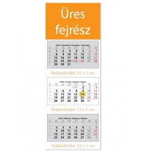 Speditőr naptár SP3 33X88 2026   KÉP NÉLKÜLI 3 tömbös 3 hónapos