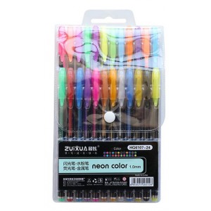 Zselés toll klt24 NEON Color HG6107-24   metal pen 1mm