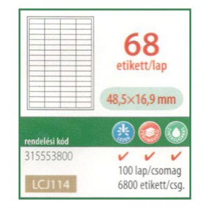 Etikett címke OFFICE 21,TOPSTICK 48,5x16,9 univerzális  OF114    68 etikett  lap