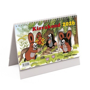 Képes asztali naptár midi 24x14,5 2026  KISVAKOND álló papírtáblás