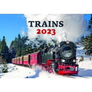 Falinaptár  45X31,5 2023  TRAINS vonatok  H157