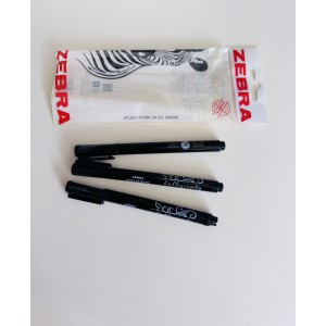 CALLIGRAPHY PEN ZEBRA 3 db-os1,0 , 2,0, 3,0  fekete