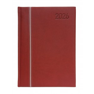 Napi agenda  OFFICE 21  A5 2026  függőlegesen varrott prémium bordó