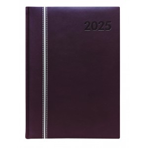 Napi agenda  OFFICE 21  A5 2025  függőlegesen varrott prémium barna