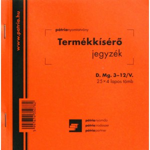 Termékkísérő jegyzék25x4 PÁTRIA Dmg. 3-12V