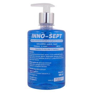 Kézfertőtlenítő gél extra INNO-SEPT  pumpás 500 ml  baktericid MRSA, fungicid, tuberkulocid, virucid