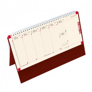 Asztali naptár normál 32,5X15,5 2023 műbőr táblával, chamois, bordó  C051