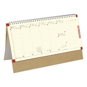 Asztali naptár normál 32,5x15,5 2026 műbőr táblával, chamois, bézs  C051