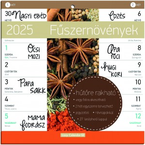 Falinaptár LIZZY hűtőmágneses  kéthetes 2025   FŰSZERNÖVÉNY