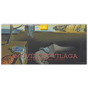 K&eacute;pes asztali napt&aacute;r norm&aacute;l 32X15 2027  MŰV&Eacute;SZET VIL&Aacute;GA  fekvő PVC talp  fekete
