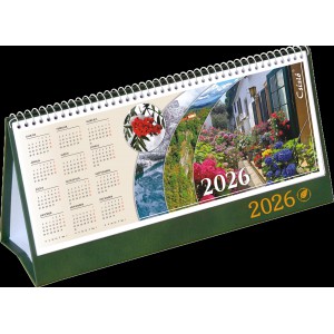 Képes asztali naptár normál 31X16 2026  IDÉZETES CSÍZIÓ álló  PVC talp zöld