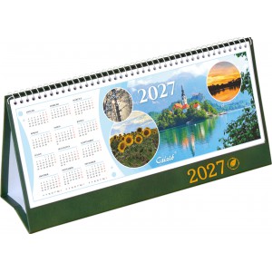 K&eacute;pes asztali napt&aacute;r norm&aacute;l 31X16 2027  ID&Eacute;ZETES CS&Iacute;ZI&Oacute; &aacute;ll&oacute;  PVC talp z&ouml;ld