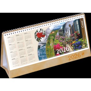 Képes asztali naptár normál 31X16 2026  IDÉZETES CSÍZIÓ álló  PVC talp drapp