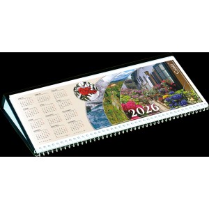 Képes asztali naptár normál 31X16 2026  IDÉZETES CSÍZIÓ fekvő PVC talp fekete