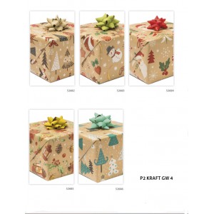 Díszcsomagoló POLMAK 70x200 60g tekercses karácsonyi mintás KRAFT,  P2_KRAFT_GW_4, GW5 új