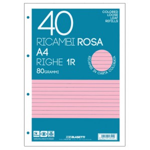 Pótbetét gyűrűskönyvbe BLASETTI Ricambi A4 40lap rózsaszín, vonalas  6512