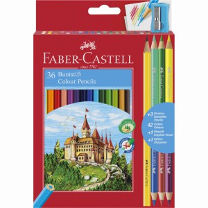Színes ceruza 36klt FABER-CASTELL Bicolor 110336 +3db kétvégű színes+1db grafit