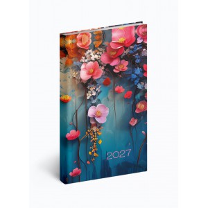 Zsebnapt&aacute;r &aacute;ll&oacute; REALSYSTEM 2027  90x165mm PICTURE floral 66