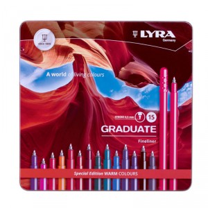 Tűfilc készlet Lyra Graduate 6771151 15 db-os meleg színek fém dobozos