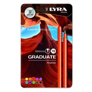 Tűfilc készlet Lyra Graduate 6771100 10 db-os fém dobozos