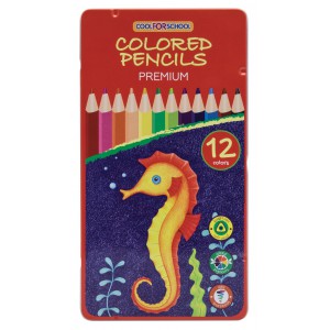 Színes ceruza 12klt CFS fémdobozos prémium  háromszög  CF15177