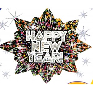 Fólia Lufi Csillag forma Happy New Year felirat 81 cm