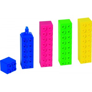 Szövegkiemelő BRUNNEN Lego formájú, 4 színben  2,5x2,5x10cm.  20dbdispl. 1027369