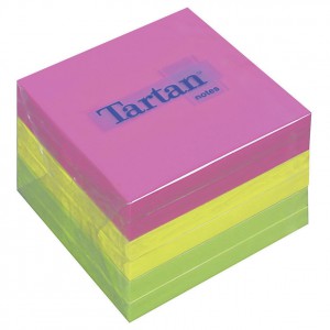&Ouml;ntapad&oacute;s jegyzet TARTAN 76x76 6x100lap neon sziv&aacute;rv&aacute;ny
