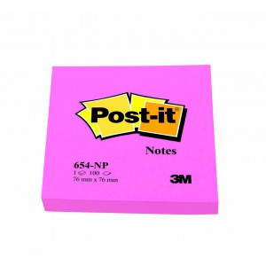 Öntapadós jegyzet POST-IT 654-NP 76x76 Neon pink     100lap