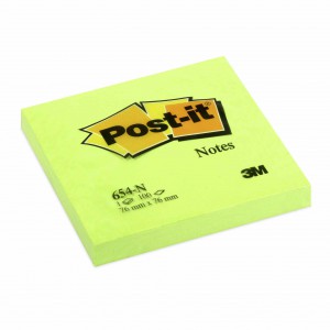 Öntapadós jegyzet POST-IT 654-NG 76x76 Neon zöld    100lap