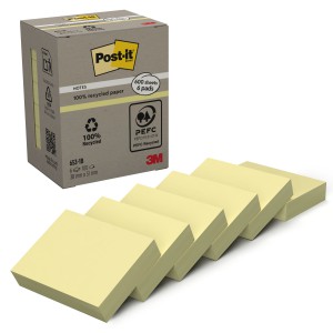 &Ouml;ntapad&oacute;s jegyzet POST-IT 653-1BN 38x51 s&aacute;rga 6 t&ouml;mbdob &uacute;jrahasznos&iacute;tott