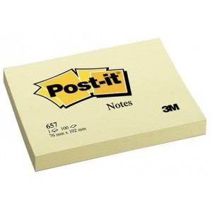 Öntapadós jegyzet POST-IT 657    76X102   kanári sárga 100lap