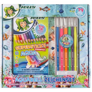 Színes ceruza 12klt JOLLY Aqua szett + 6db ergonómikus ecset+ akvarell rajztömb  9940-0189