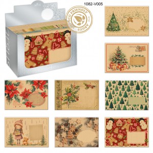 Boríték ARGUS LC6 karácsonyi mintával natur 120db doboz ár!  1082-V003, V004, V005