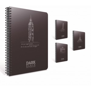 Spir&aacute;lf&uuml;zet GIPTA Dark 17x24cm PP bor&iacute;t&aacute;ssal 50 lapos sima 2673