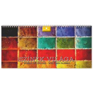 K&eacute;pes asztali napt&aacute;r norm&aacute;l 32X15 2027  SZ&Iacute;NEK VIL&Aacute;GA  fekvő PVC talp  k&eacute;k