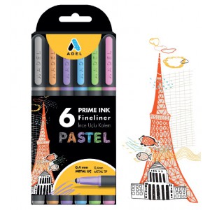 Rost 6klt ADEL Prime Ink Fineliner  Pasztell színek 0,4mm 2201000101000