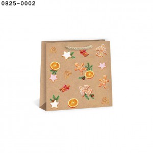 Dísztasak ARGUS 18x18x10,5 DT2  Natúr négyzet karácsonyi vegyes  0825