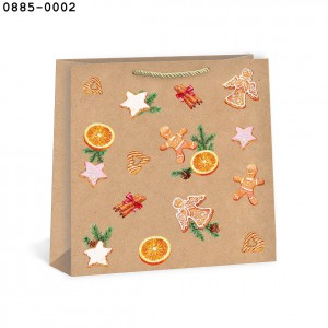 Dísztasak ARGUS 38x38x12 DT8  Natúr négyzet karácsonyi vegyes  0885