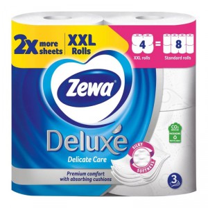 Eü.papír normál ZEWA Deluxe Delicate Care 4 tekercs 3 rétegű fehér